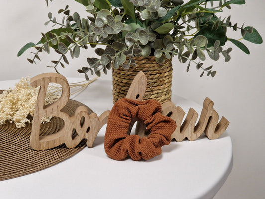 Les Accessoires à Cheveux - Chouchou Motif Floral Marron