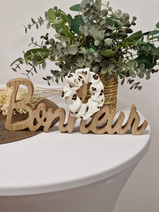 Les Accessoires à Cheveux - Chouchou Motif Floral Beige Marron
