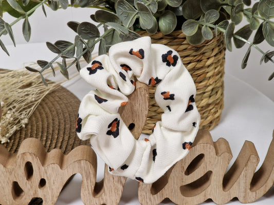 Les Accessoires à Cheveux - Chouchou Motif Floral Beige Marron