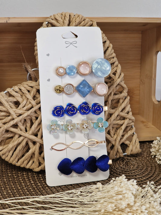 Les Accessoires à Cheveux - Lots Pinces Bleu Azur