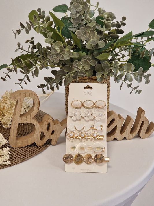 Les Accessoires à Cheveux - Lots Pinces Blanc Dorée