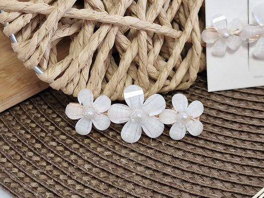 Les Accessoires à Cheveux - Pince Florale Blanc Dorée