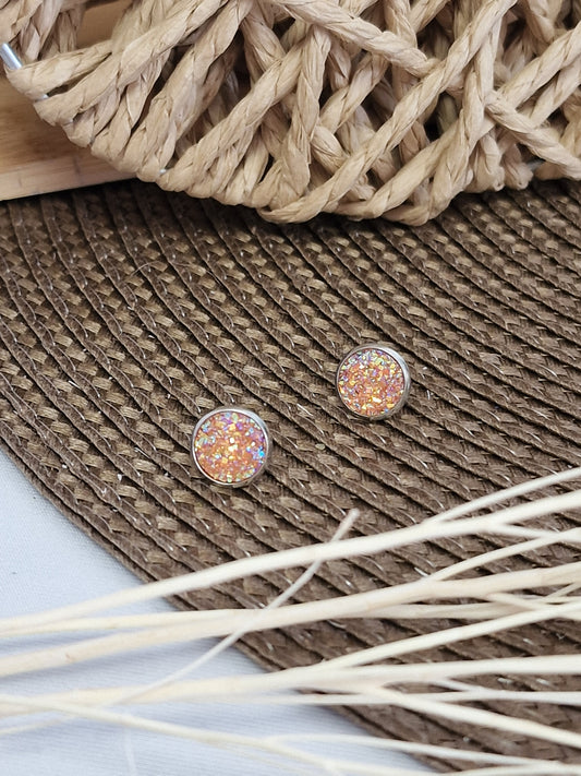 Notre Collection de Bijoux - Boucle d'Oreille Clous Orange