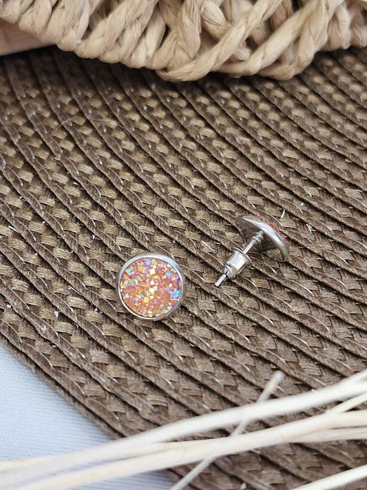 Notre Collection de Bijoux - Boucle d'Oreille Clous Orange