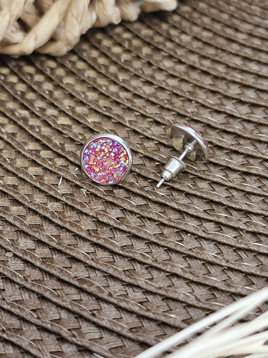 Notre Collection de Bijoux - Boucle d'Oreille Clous Rose
