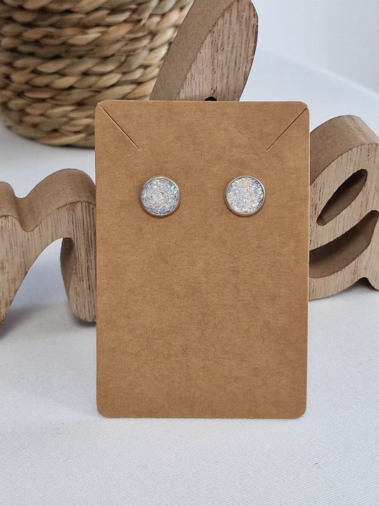 Notre Collection de Bijoux - Boucle d'Oreille Clous Blanche