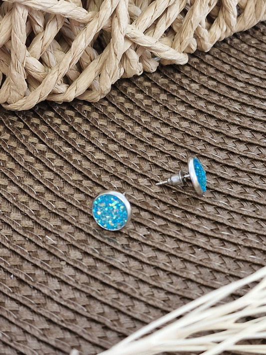 Notre Collection de Bijoux - Boucle d'Oreille Clous Bleu