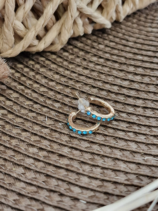 Notre Collection de Bijoux - Boucle d’Oreille Créole à Strass Bleu