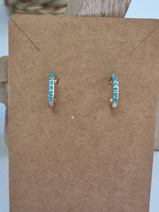 Notre Collection de Bijoux - Boucle d’Oreille Créole à Strass Bleu