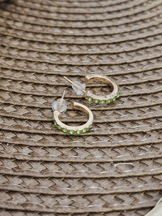 Notre Collection de Bijoux - Boucle d’Oreille Créole à Strass Vert Pomme