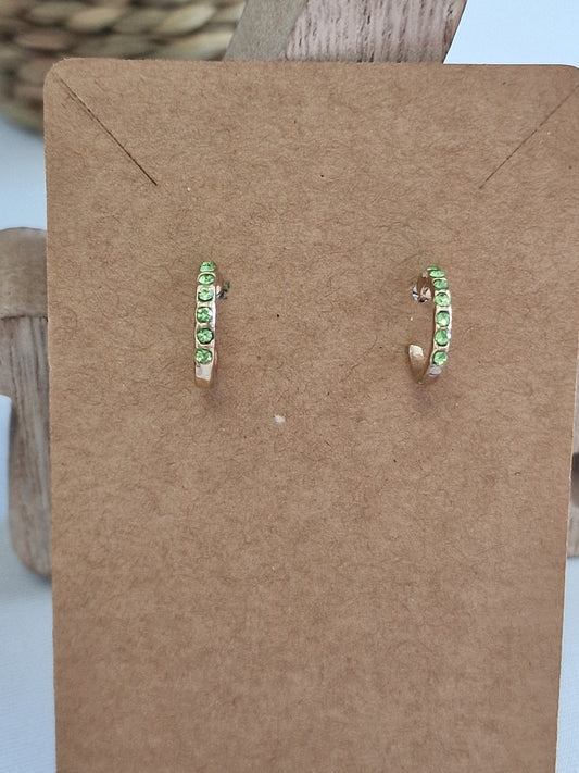 Notre Collection de Bijoux - Boucle d’Oreille Créole à Strass Vert Pomme