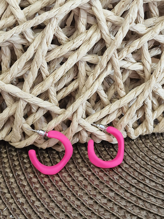 Notre Collection de Bijoux - Boucle d'Oreille Créole Fuchsia