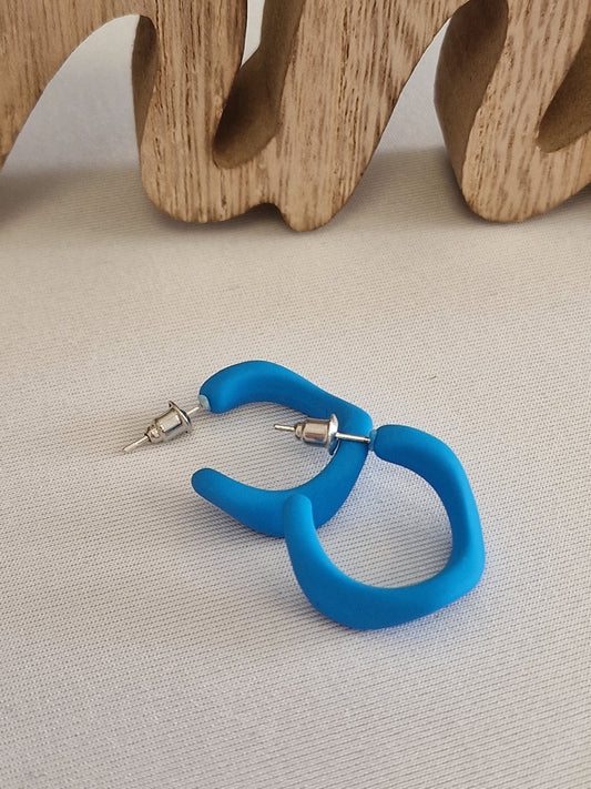 Notre Collections de Bijoux - Boucle d'Oreille Créole Bleu