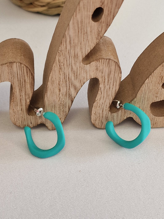 Notre Collection de Bijoux - Boucle d'Oreille Créole Bleu Turquoise