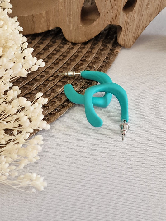 Notre Collection de Bijoux - Boucle d'Oreille Créole Bleu Turquoise