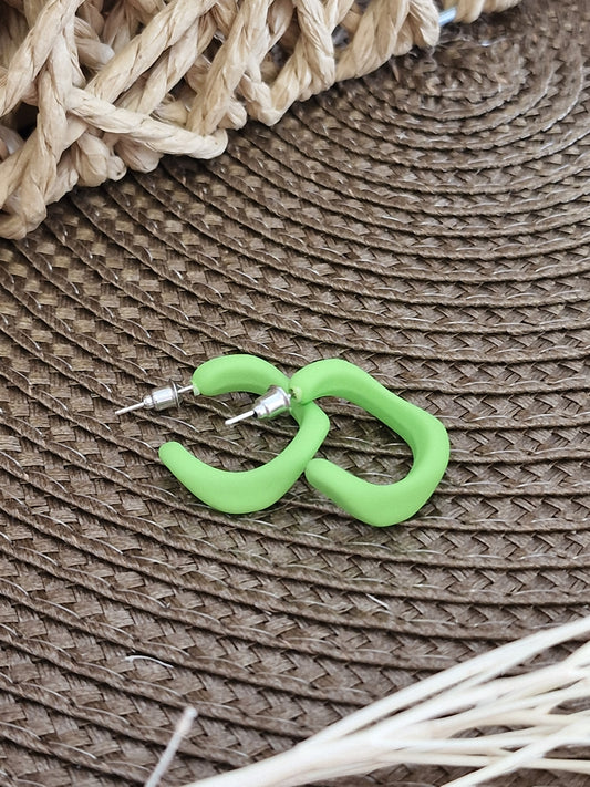 Notre Collection de Bijoux - Boucle d'Oreille Créole Vert Pomme