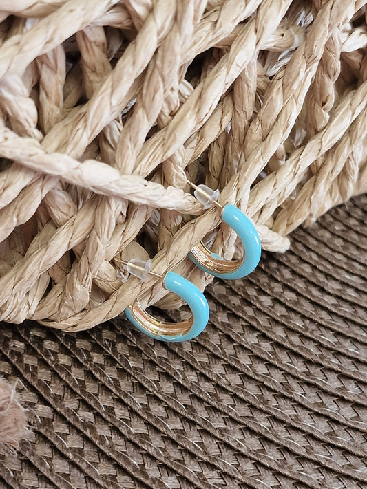 Notre Collection de Bijoux - Boucle d'Oreille Créole Bleu Turquoise