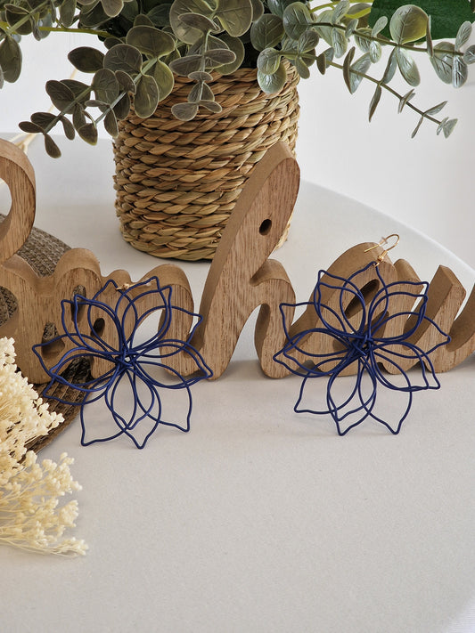 Notre Collection de Bijoux - Boucle d'Oreille Fleur Tropical Bleu