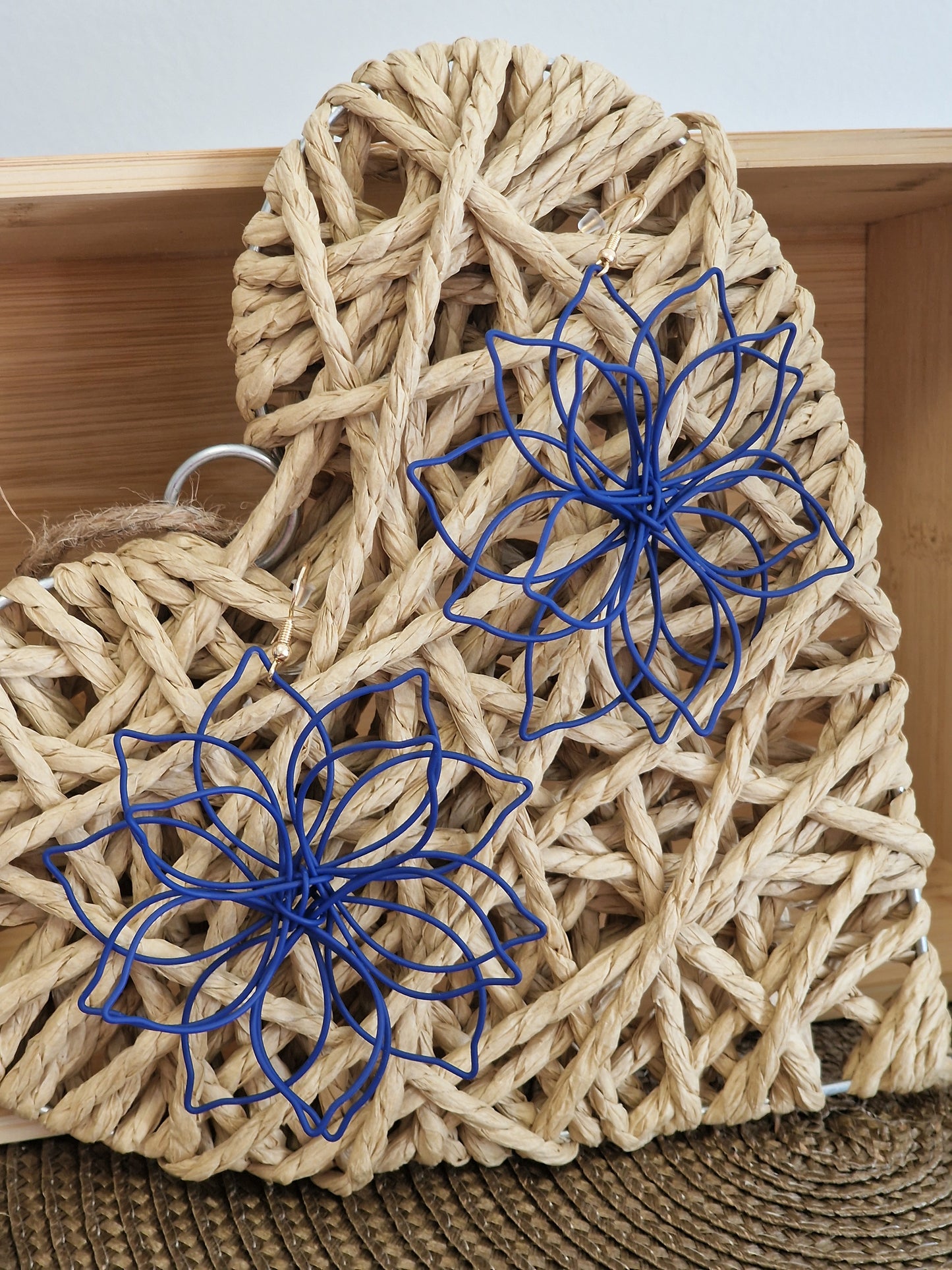 Notre Collection de Bijoux - Boucle d'Oreille Fleur Tropical Bleu