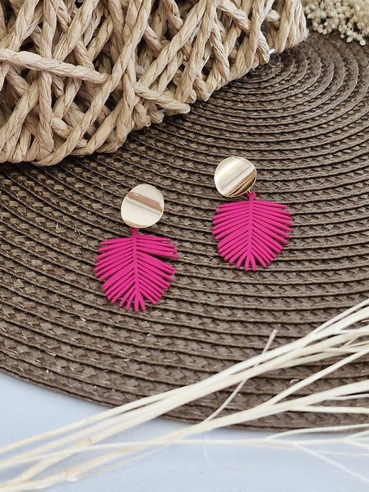 Notre Collection de Bijoux - Boucle d'Oreille Feuille Rose