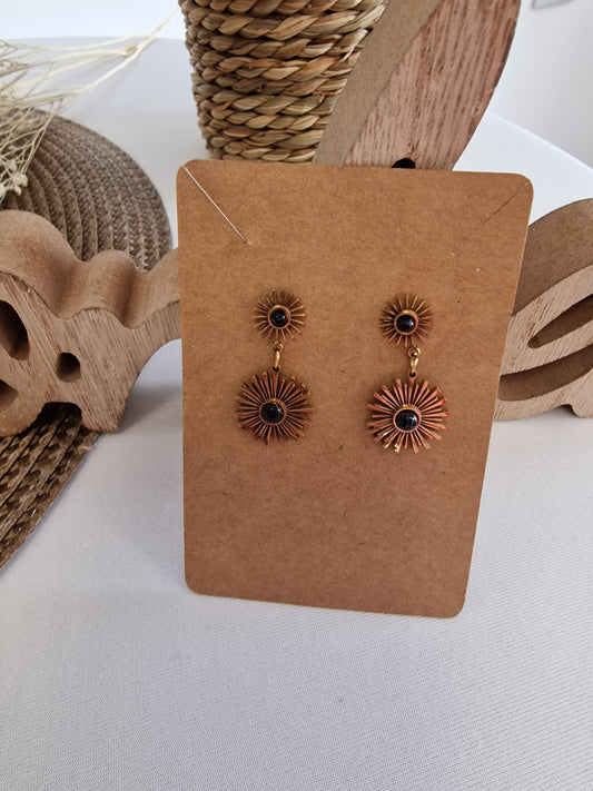Notre Collection de Bijoux - Boucle d'Oreille Noir Doré