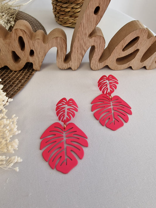 Notre Collection de Bijoux - Boucle d'Oreille Feuille Framboise
