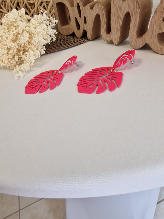 Notre Collection de Bijoux - Boucle d'Oreille Feuille Framboise