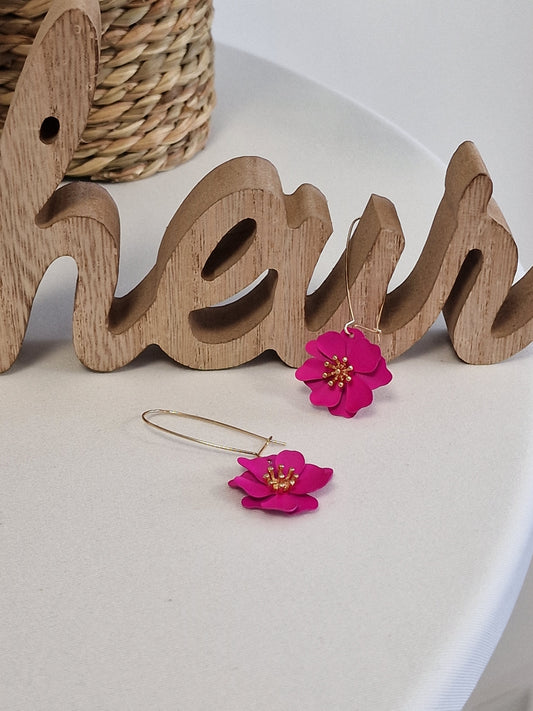 Notre Collection de Bijoux - Boucle d'Oreille Fleur Rose