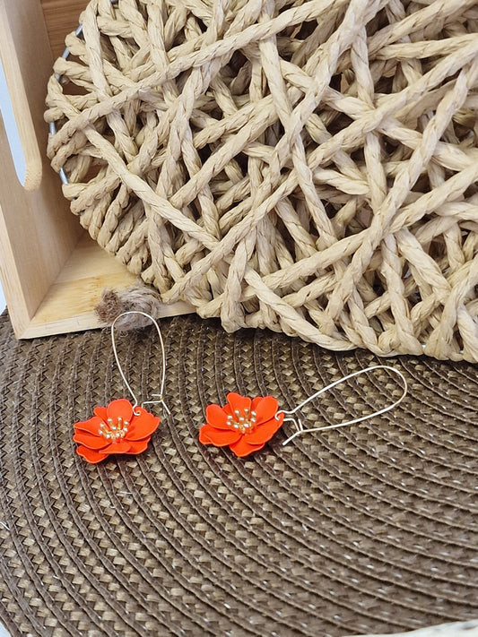 Notre Collection de Bijoux - Boucle d'Oreille Fleur Orange