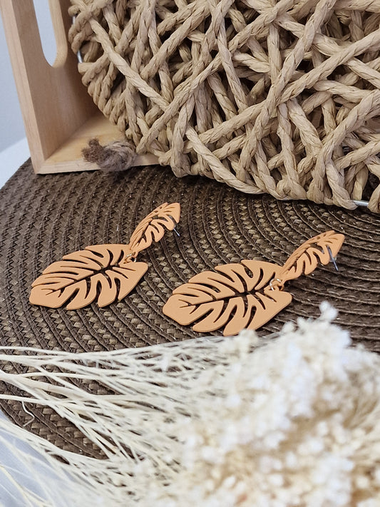Notre Collection de Bijoux - Boucle d'Oreille Feuille Orangé