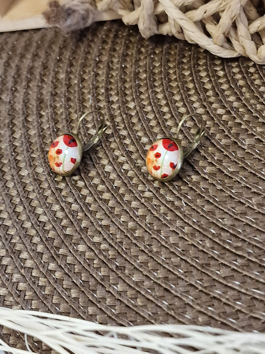 Notre Collection de Bijoux - Boucle d'Oreille Motif Coquelicot