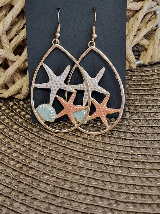 Notre Collection de Bijoux - Boucle d'Oreille Goutte d'eau Coquillage