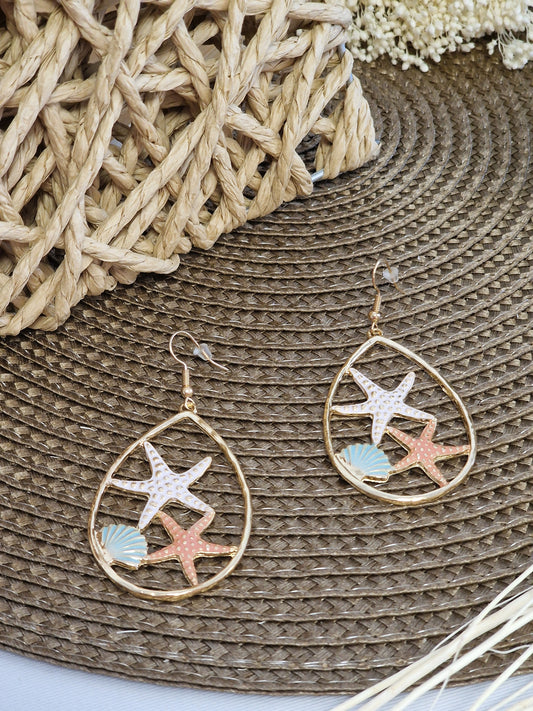 Notre Collection de Bijoux - Boucle d'Oreille Goutte d'eau Coquillage