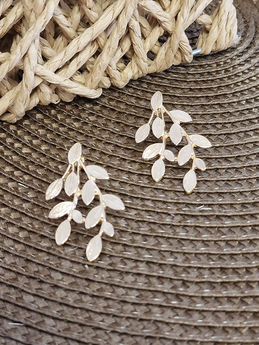 Notre Collection de Bijoux - Boucle d'Oreille Feuille Doré