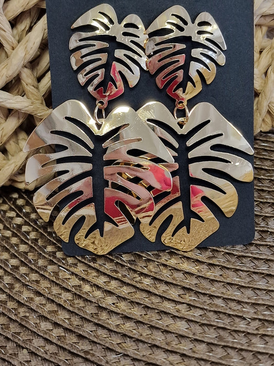 Notre Collection de Bijoux - Boucle d'Oreille Feuille Doré