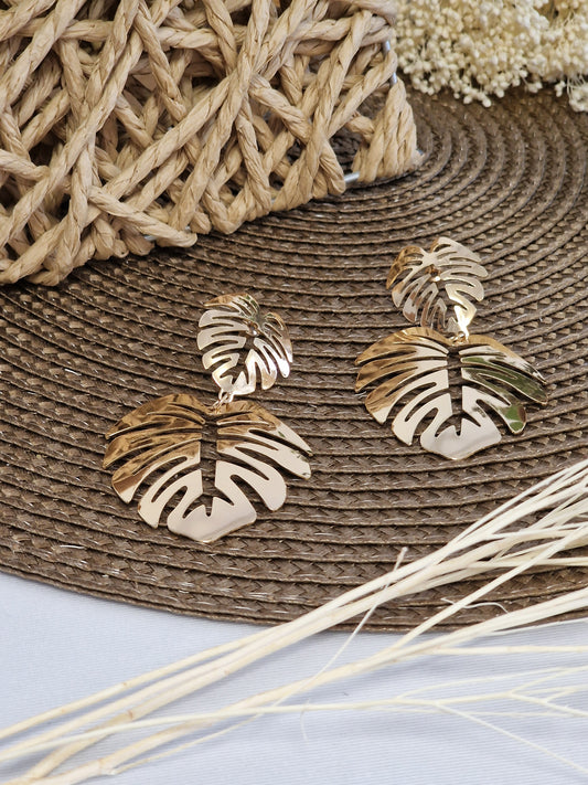 Notre Collection de Bijoux - Boucle d'Oreille Feuille Doré