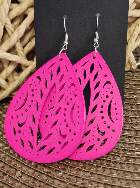 Notre Collection de Bijoux - Boucle d'Oreille Goutte d'Eau Rose