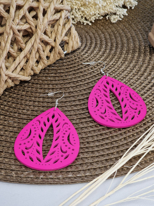 Notre Collection de Bijoux - Boucle d'Oreille Goutte d'Eau Rose