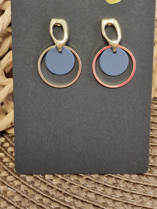 Notre Collection de Bijoux - Boucle d'Oreille Doré Bleu Azur
