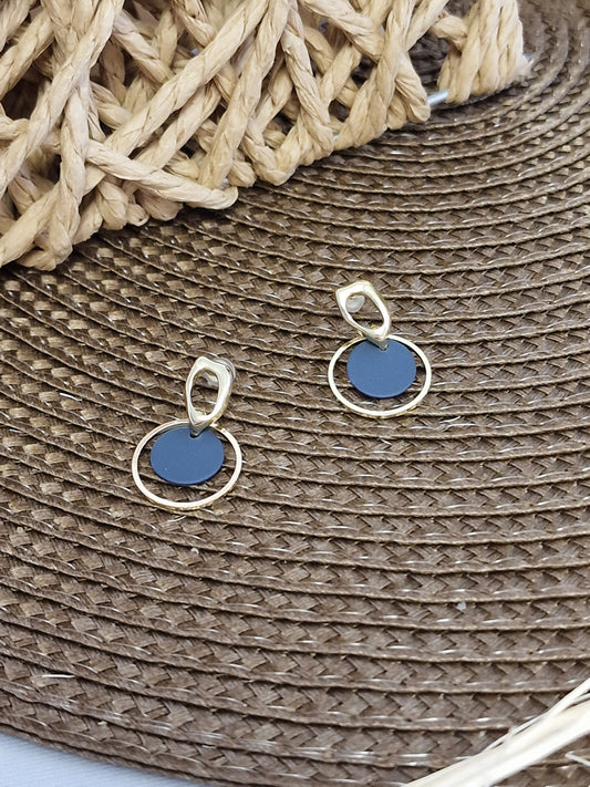 Notre Collection de Bijoux - Boucle d'Oreille Doré Bleu Azur