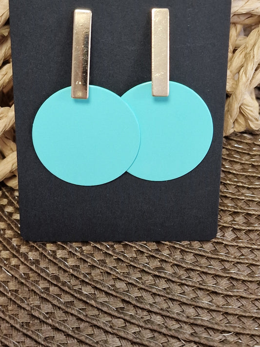 Notre Collection de Bijoux - Boucle d'Oreille Ronde Doré Bleu Turquoise