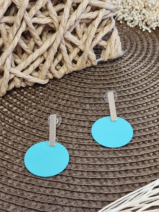 Notre Collection de Bijoux - Boucle d'Oreille Ronde Doré Bleu Turquoise