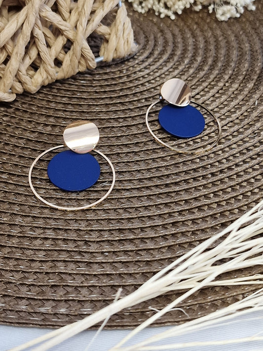 Notre Collection de Bijoux - Boucle d'Oreille Ronde Bleu Azur