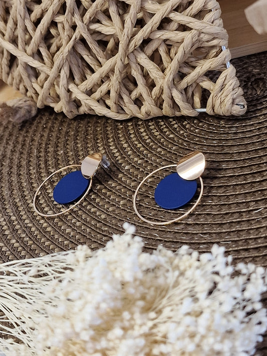 Notre Collection de Bijoux - Boucle d'Oreille Ronde Bleu Azur
