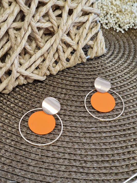 Notre Collection de Bijoux - Boucle d'Oreille Ronde Orange