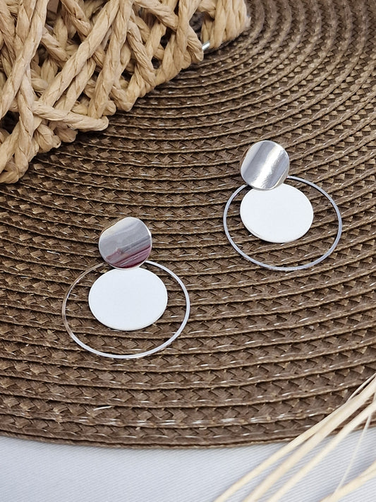 Notre Collection de Bijoux - Boucle d'Oreille Ronde Blanche