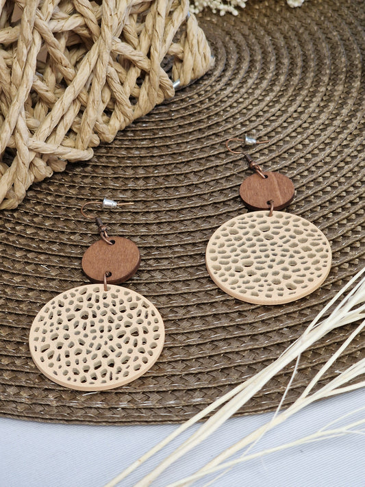 Notre Collection de Bijoux - Boucle d'Oreille Ajouré Beige