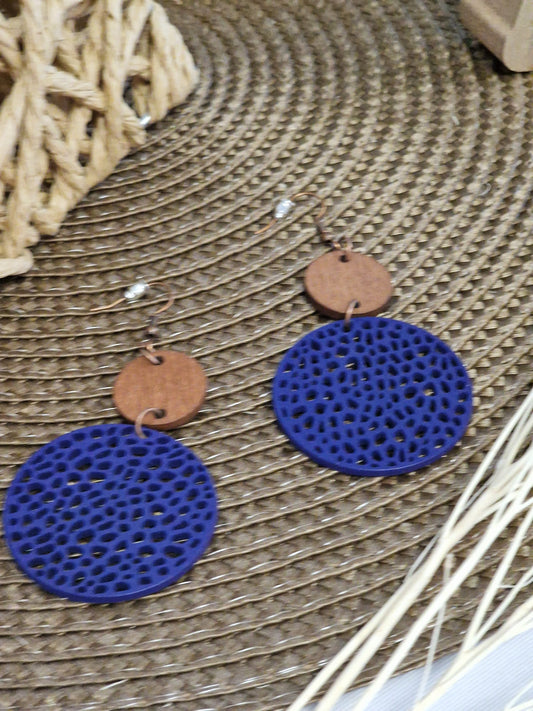 Notre Collection de Bijoux - Boucle d'Oreille Ajouré Bleu