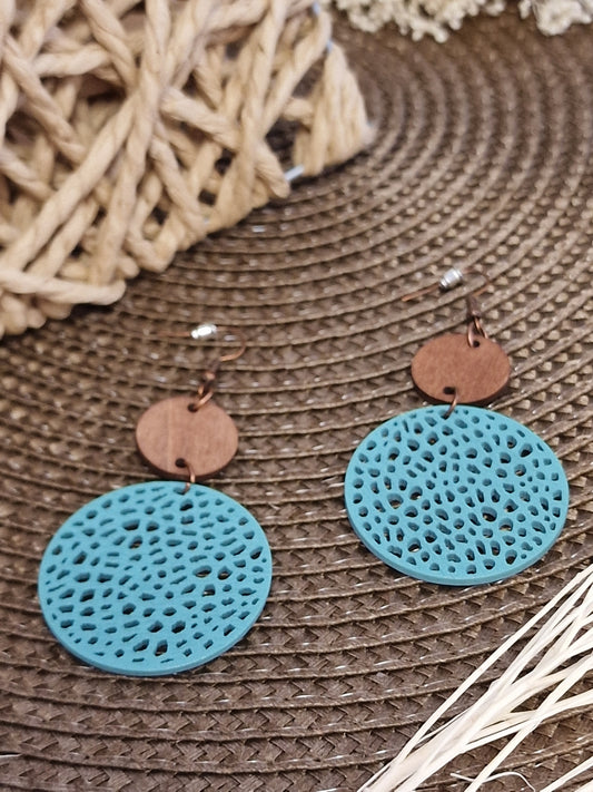Notre Collection de Bijoux - Boucle d'Oreille Ajouré Bleu Turquoise