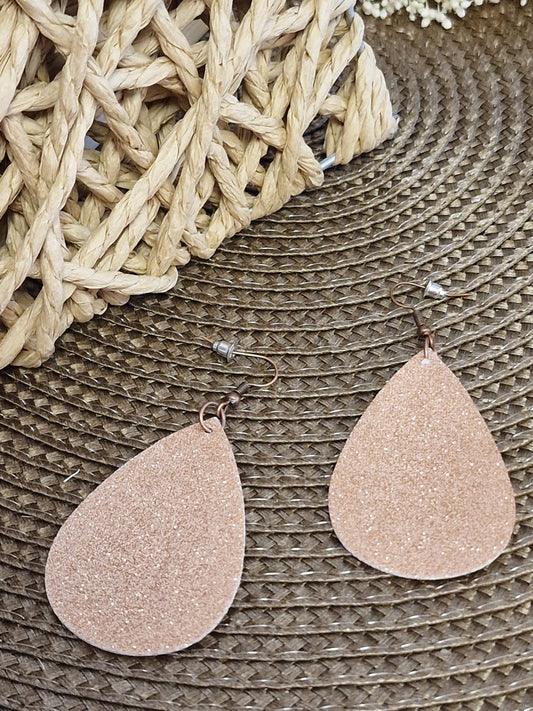 Notre Collection de Bijoux - Boucle d'Oreille Beige Pailletée